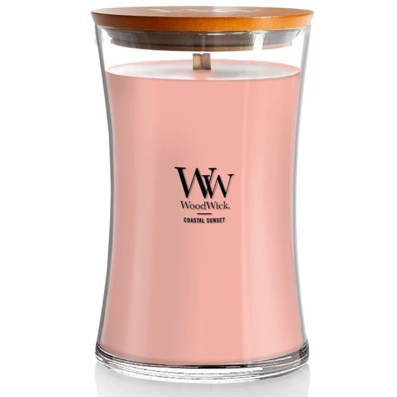 WoodWick Coastal Sunset Large Hourglass Jar Candle Wood Lid Crackles Burns NEW - Picture 1 of 9